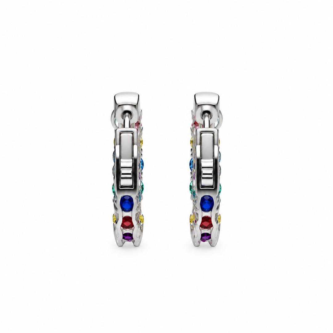 6.27 DEW Multi Color Moissanite Hoop Earring in 925 Platinum Plated