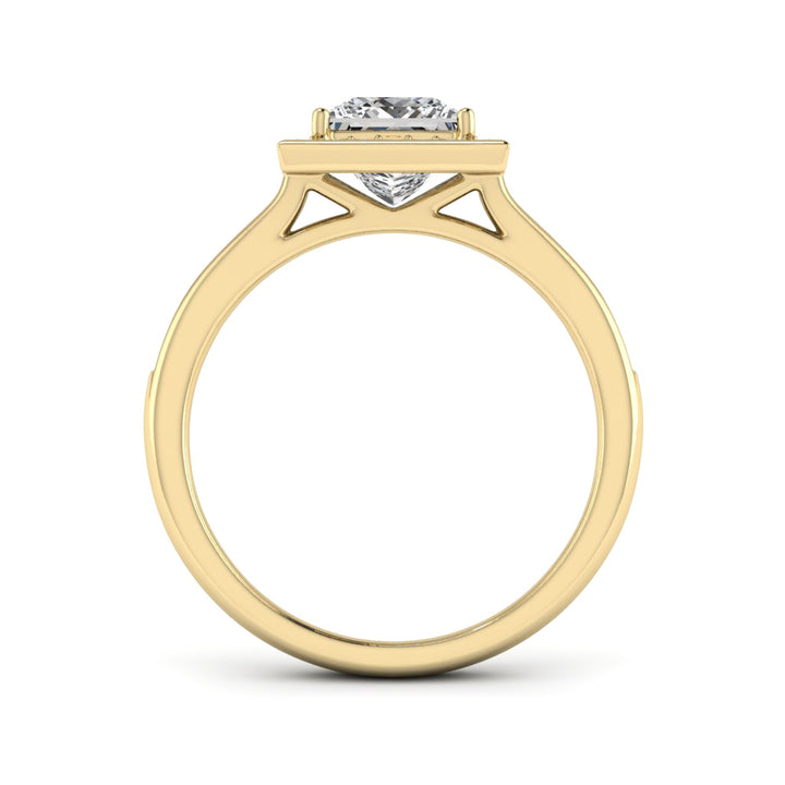 1.30 DEW Princess Cut White Moissanite Halo Ring in 14K Gold