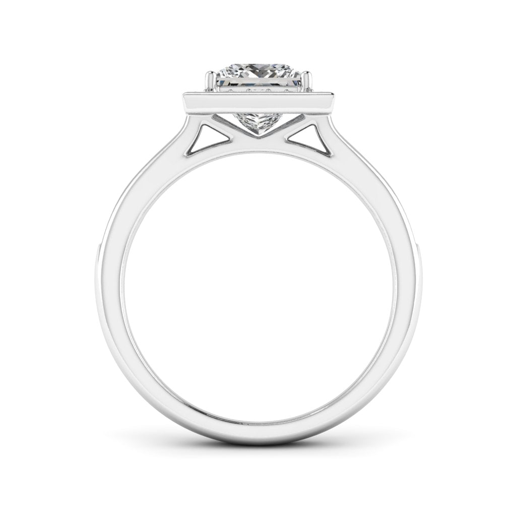 1.30 DEW Princess Cut White Moissanite Halo Ring in 14K Gold
