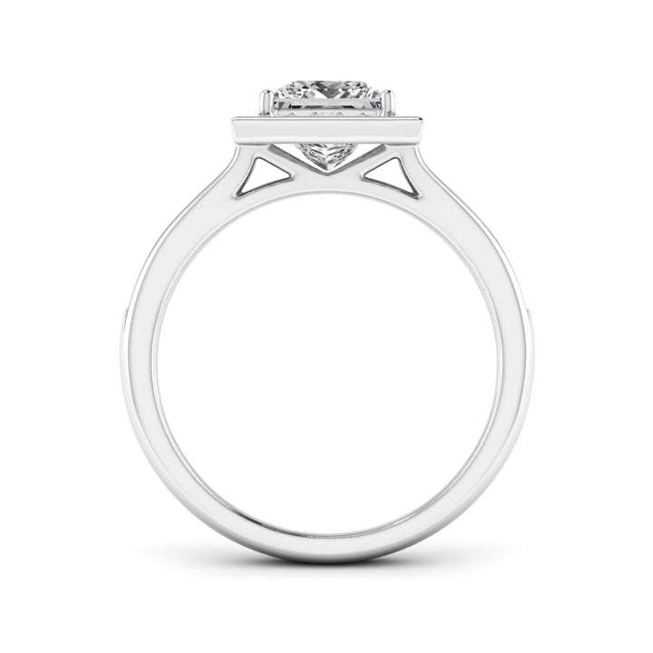 1.30 DEW Princess Cut White Moissanite Halo Ring in 14K Gold