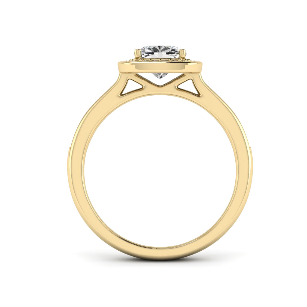 1.00 DEW Cushion White Moissanite Halo Ring in 14K Gold