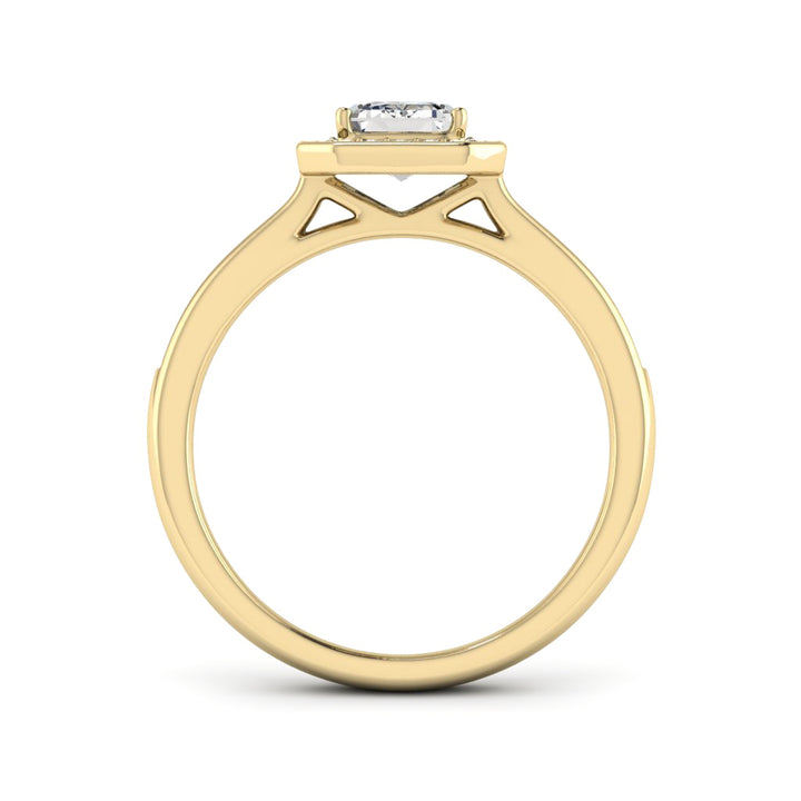 1.00 DEW Octagon White Moissanite Halo Ring in 14K Gold