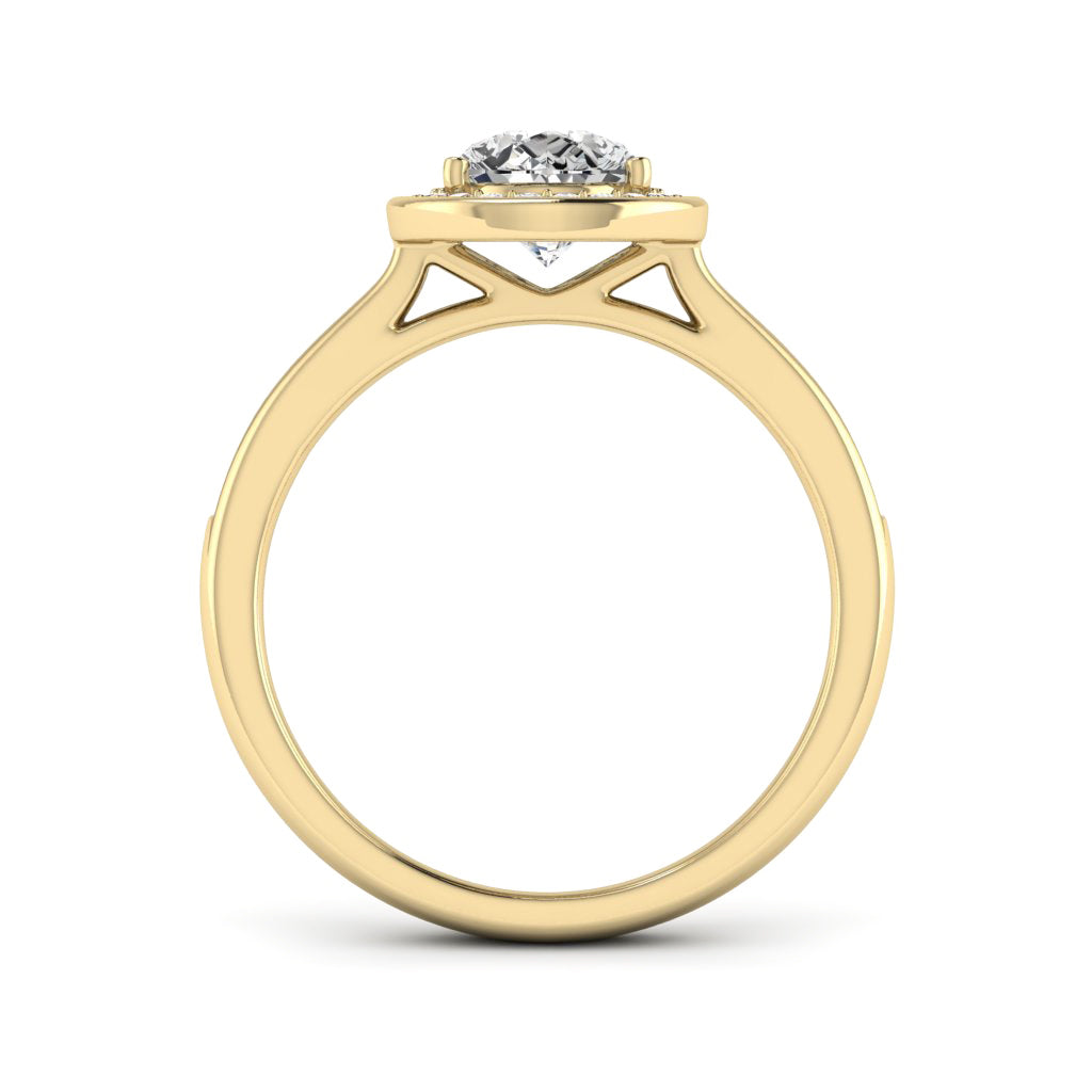 1.50 DEW Pear White Moissanite Halo Ring in 14K Gold