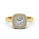 1.00 DEW Cushion White Moissanite Halo Ring in 14K Gold