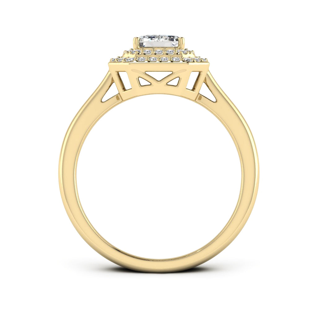 1.00 DEW Octagon White Moissanite Halo Ring in 14K Gold