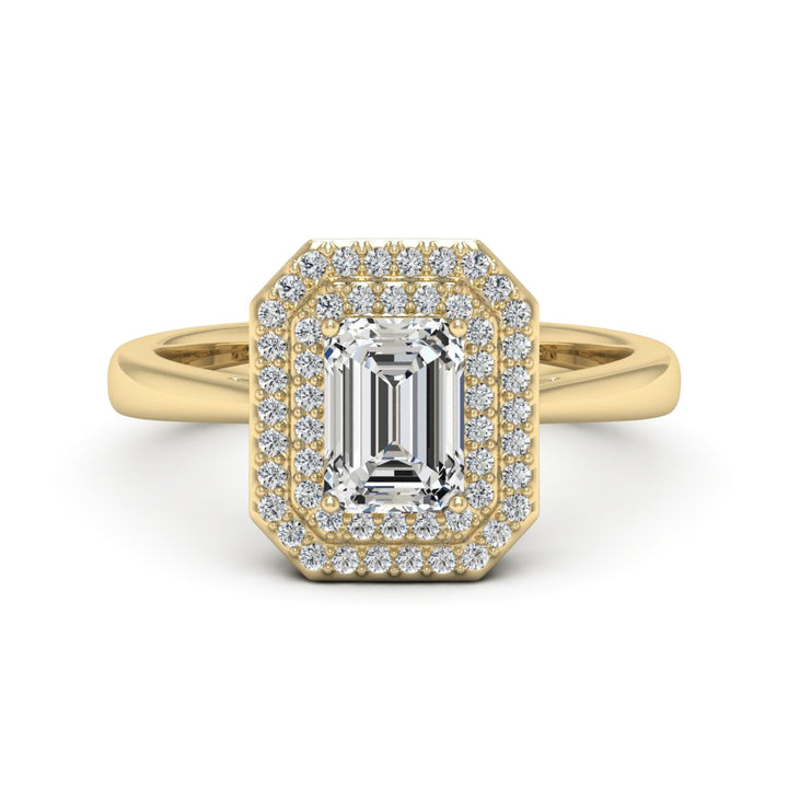 1.00 DEW Octagon White Moissanite Halo Ring in 14K Gold