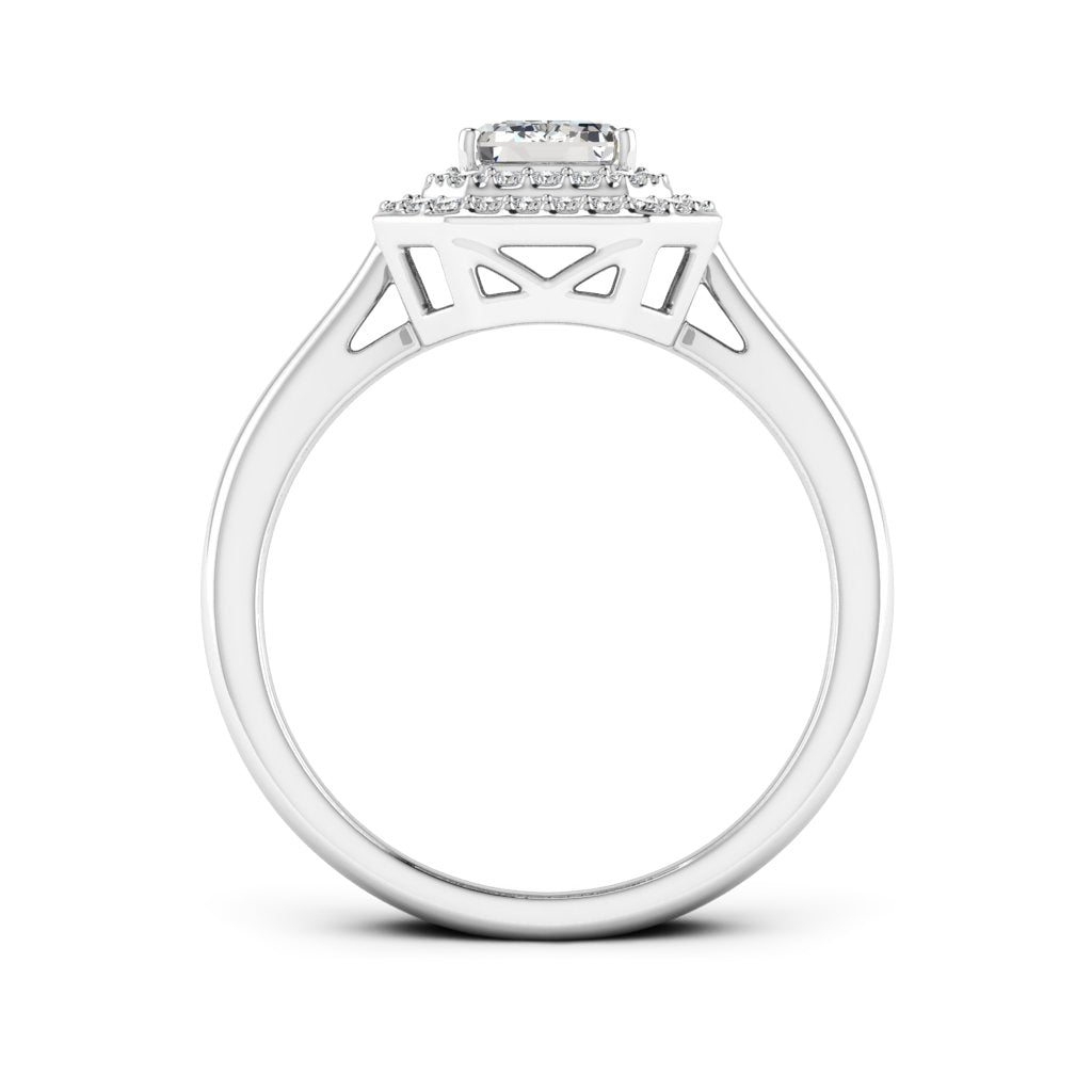 1.00 DEW Octagon White Moissanite Halo Ring in 14K Gold