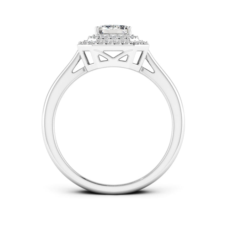 1.00 DEW Octagon White Moissanite Halo Ring in 14K Gold