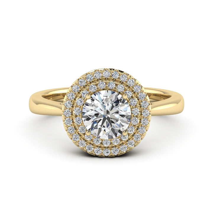 1.00 DEW Round White Moissanite Halo Ring in 14K Gold