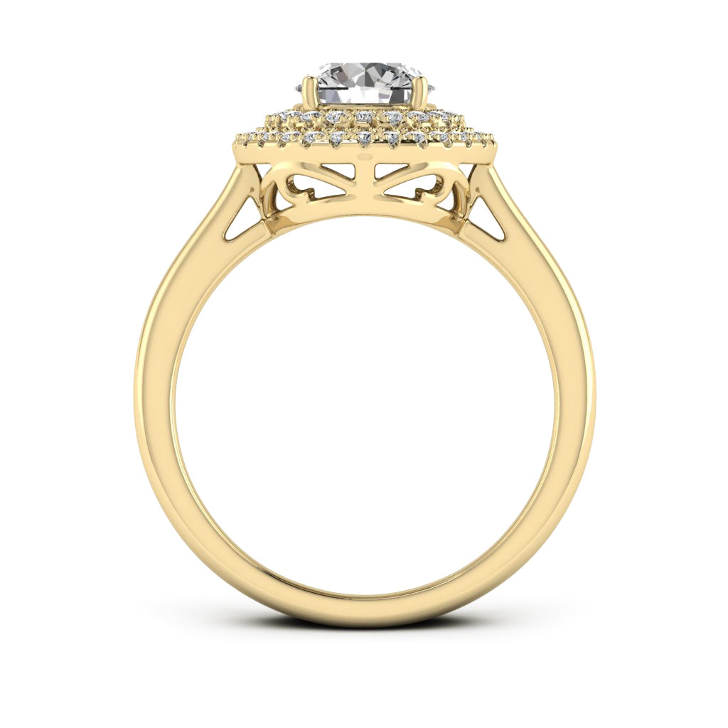 1.00 DEW Round White Moissanite Halo Ring in 14K Gold