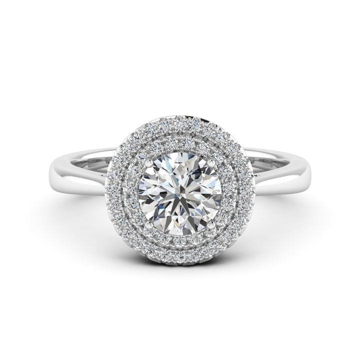 1.00 DEW Round White Moissanite Halo Ring in 14K Gold