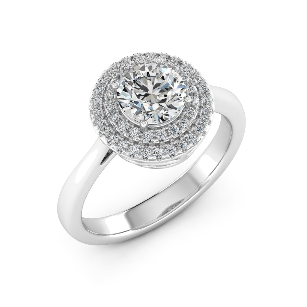 1.00 DEW Round White Moissanite Halo Ring in 14K Gold