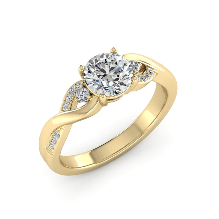 1.00 DEW Round White Moissanite Ring in 14K Gold