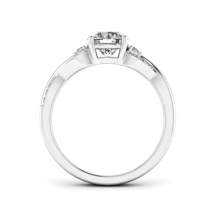 1.00 DEW Round White Moissanite Ring in 14K Gold