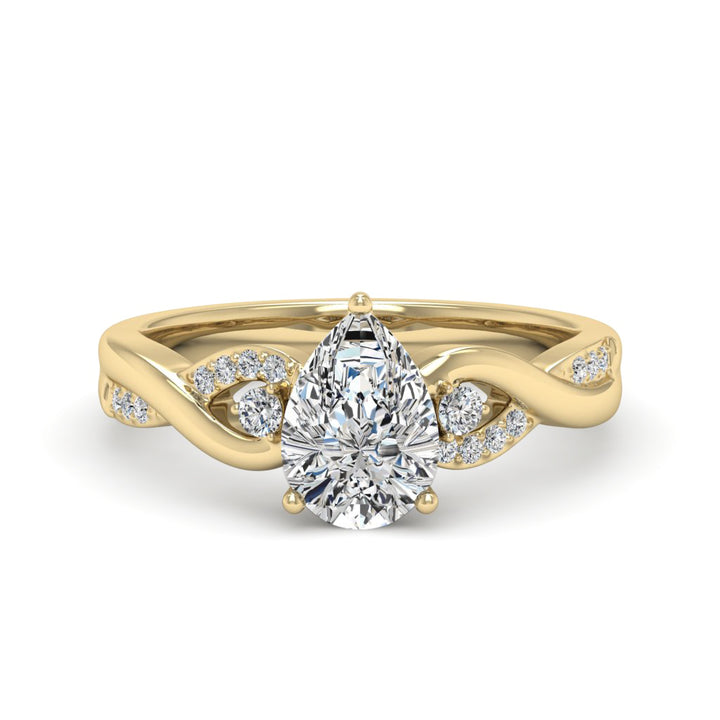 1.50 DEW Pear White Moissanite Ring in 14K Gold