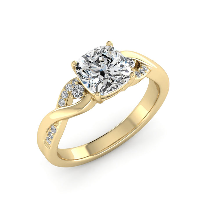 2.00 DEW Cushion White Moissanite Ring in 14K Gold