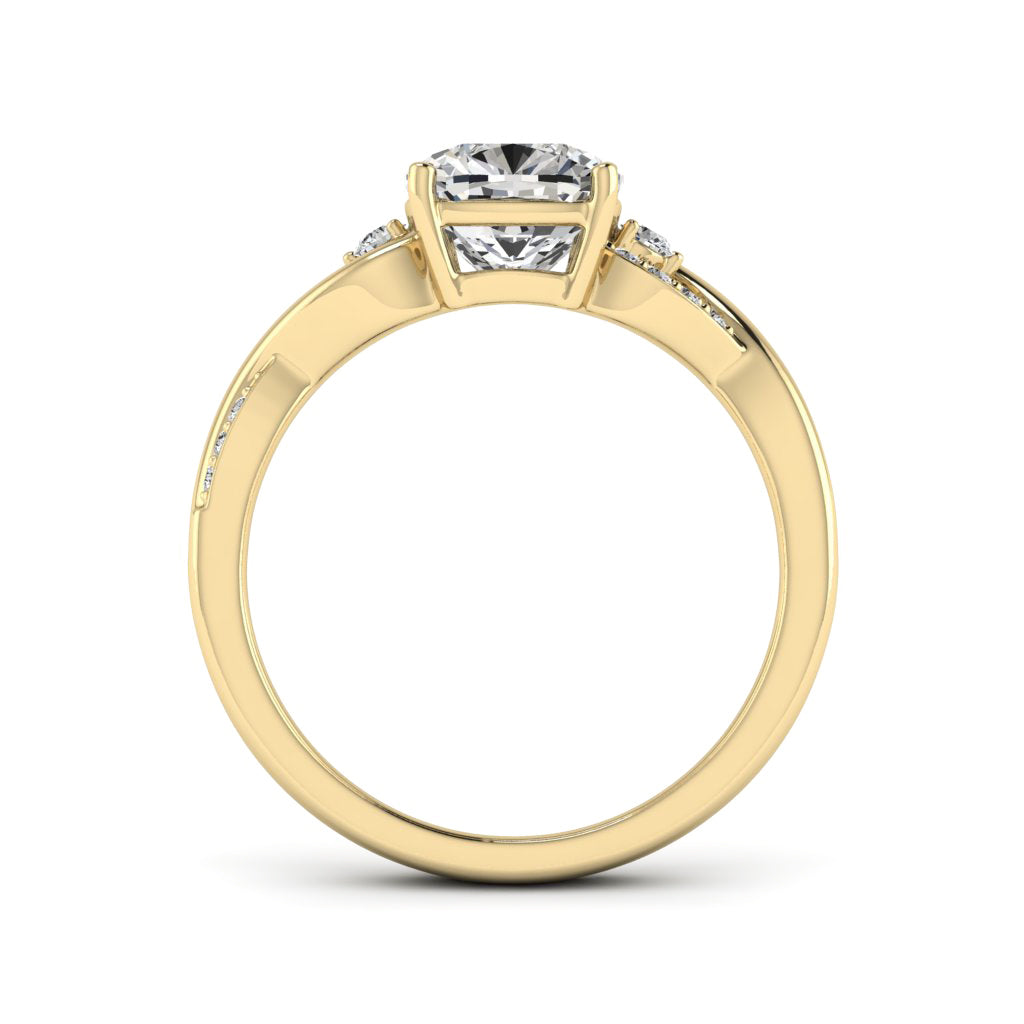 2.00 DEW Cushion White Moissanite Ring in 14K Gold