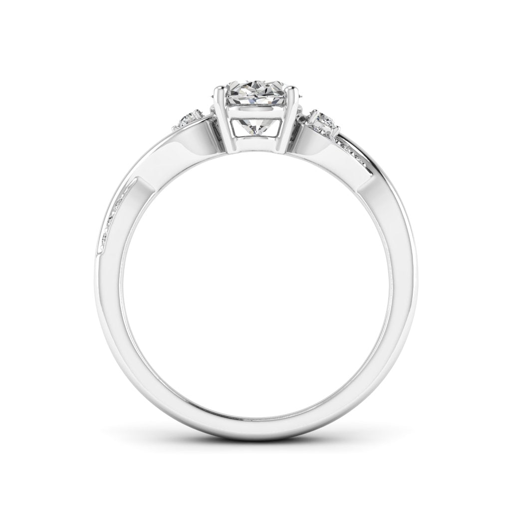 1.50 DEW Oval White Moissanite Ring in 14K Gold