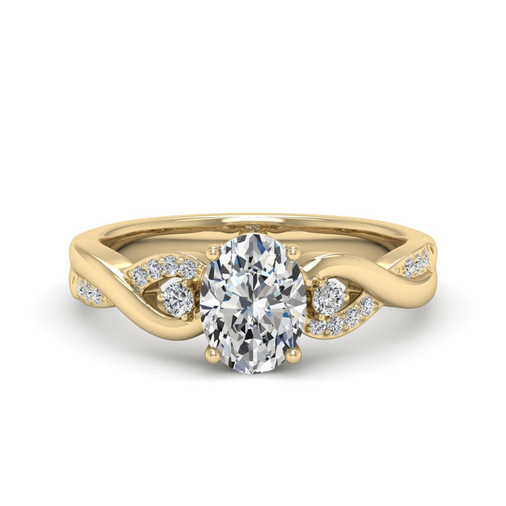 1.50 DEW Oval White Moissanite Ring in 14K Gold