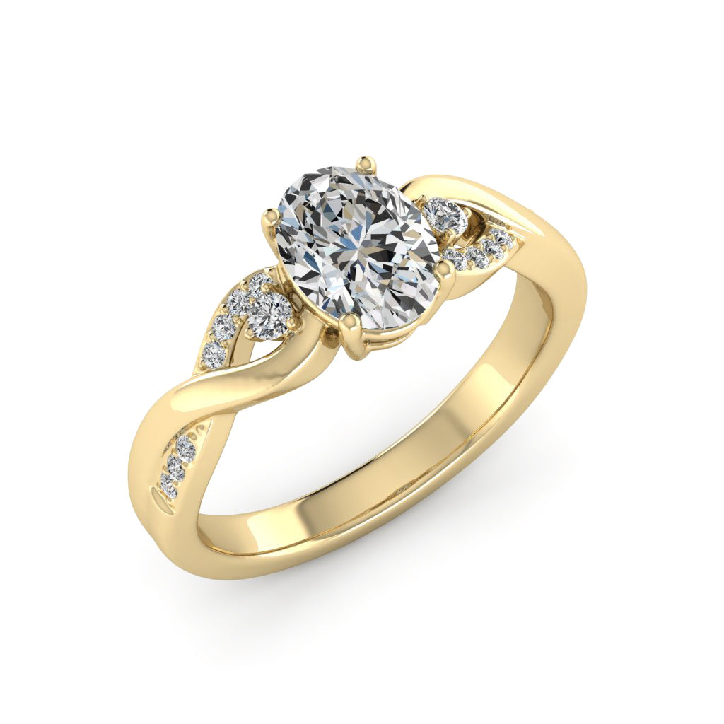 1.50 DEW Oval White Moissanite Ring in 14K Gold