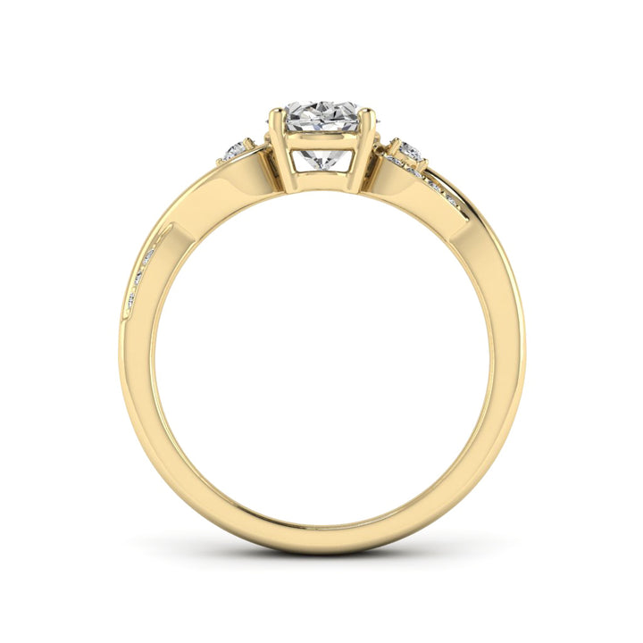 1.50 DEW Oval White Moissanite Ring in 14K Gold