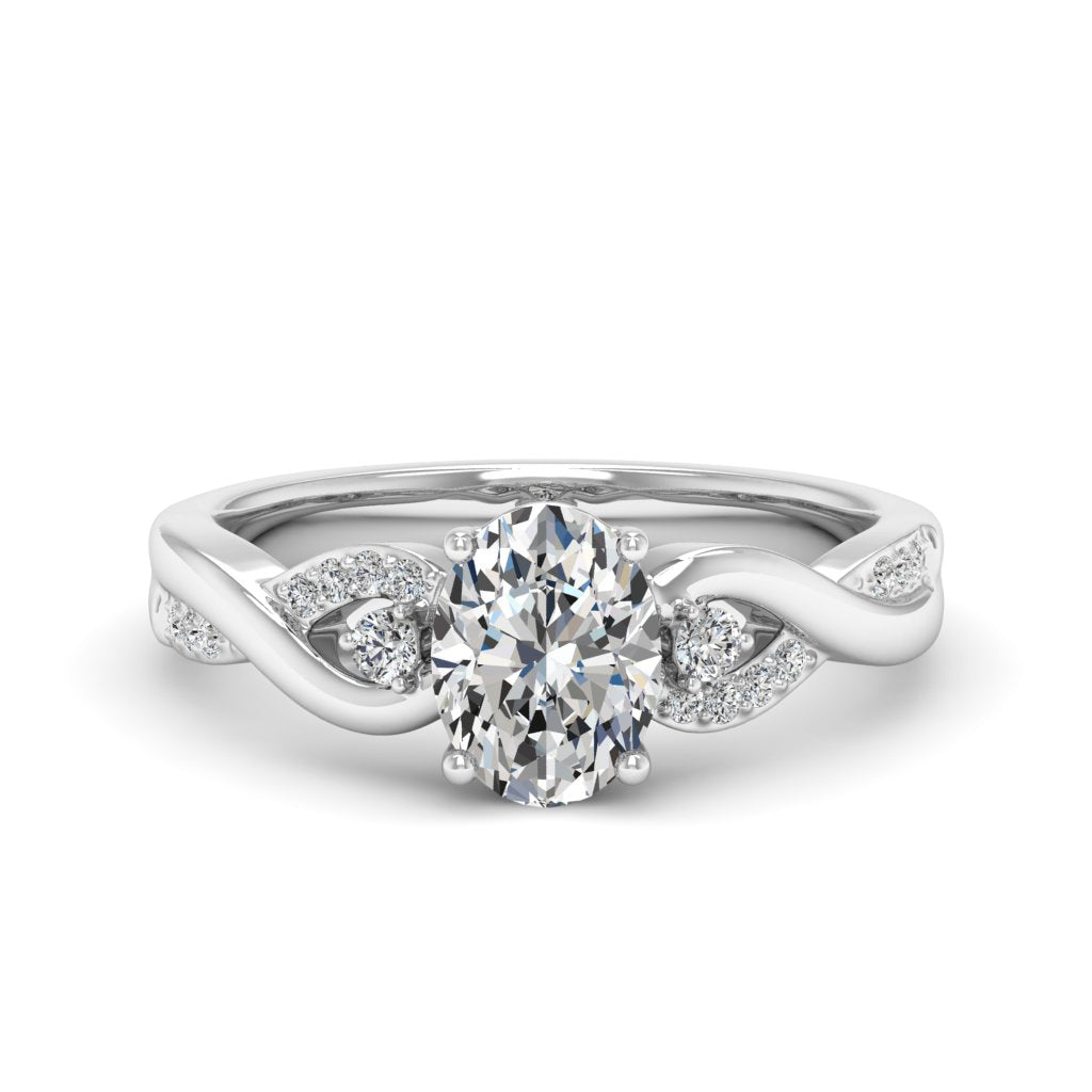 1.50 DEW Oval White Moissanite Ring in 14K Gold