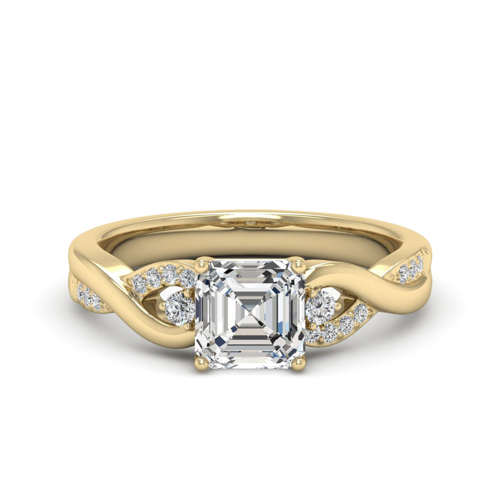 1.00 DEW Octagon White Moissanite Ring in 14K Gold