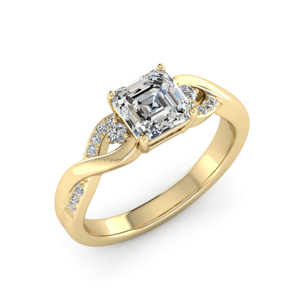 1.00 DEW Octagon White Moissanite Ring in 14K Gold