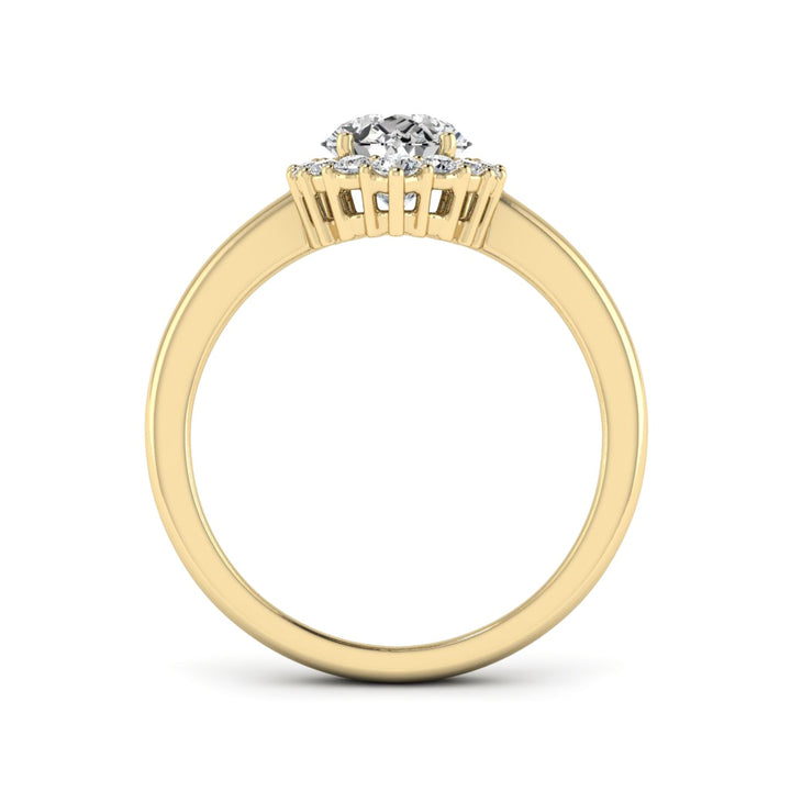 1.50 DEW Pear White Moissanite Ring in 14K Gold