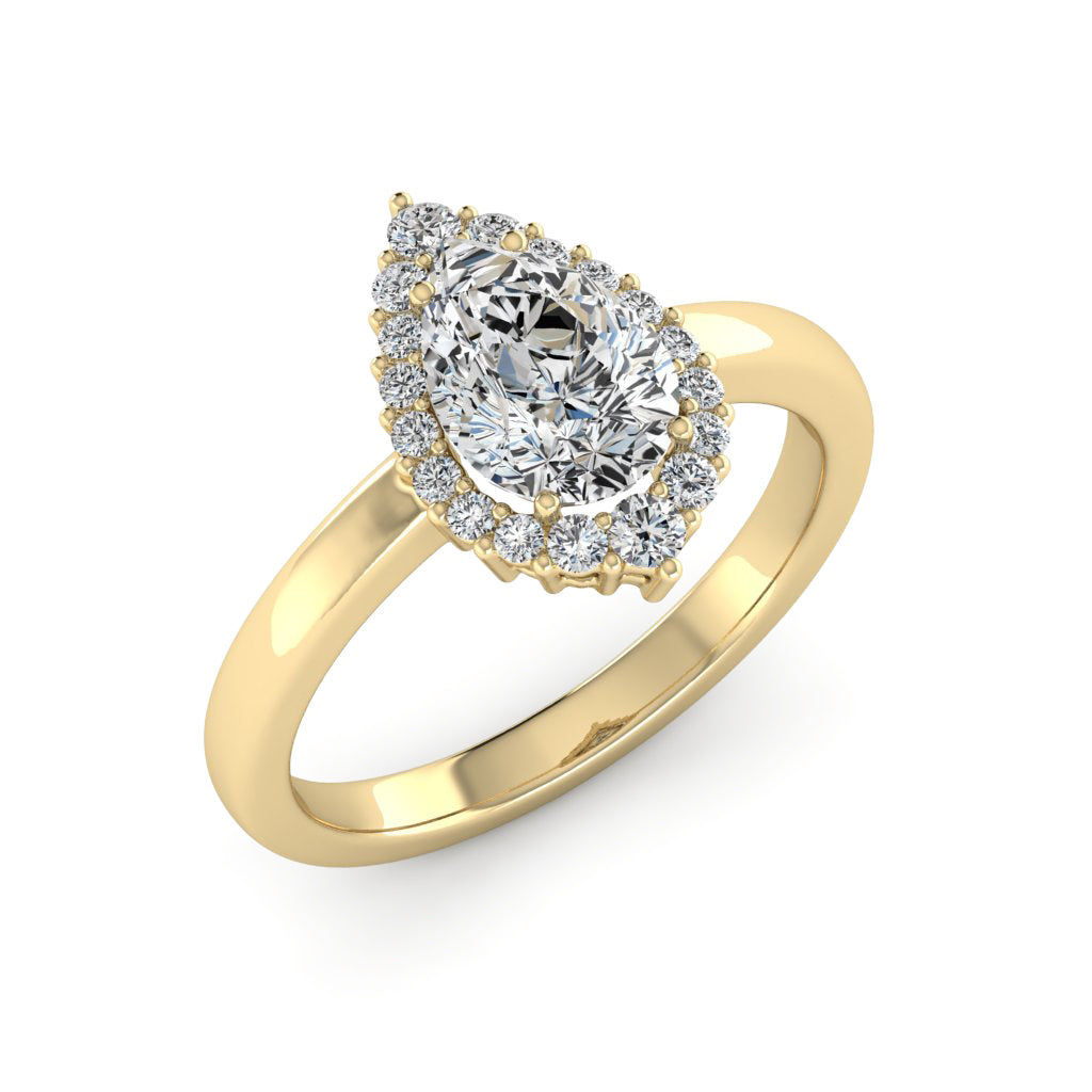 1.50 DEW Pear White Moissanite Ring in 14K Gold