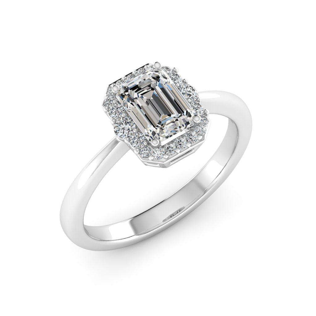 1.00 DEW Octagon White Moissanite Ring in 14K Gold