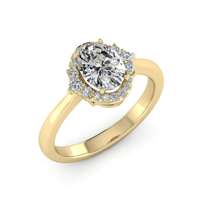 1.50 DEW Oval White Moissanite Ring in 14K Gold