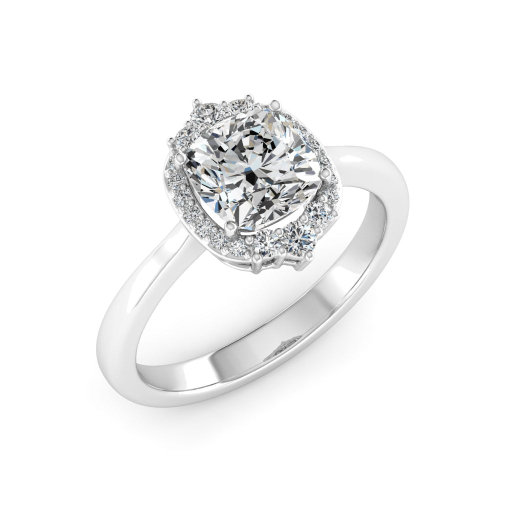 2.00 DEW Cushion White Moissanite Ring in 14K Gold