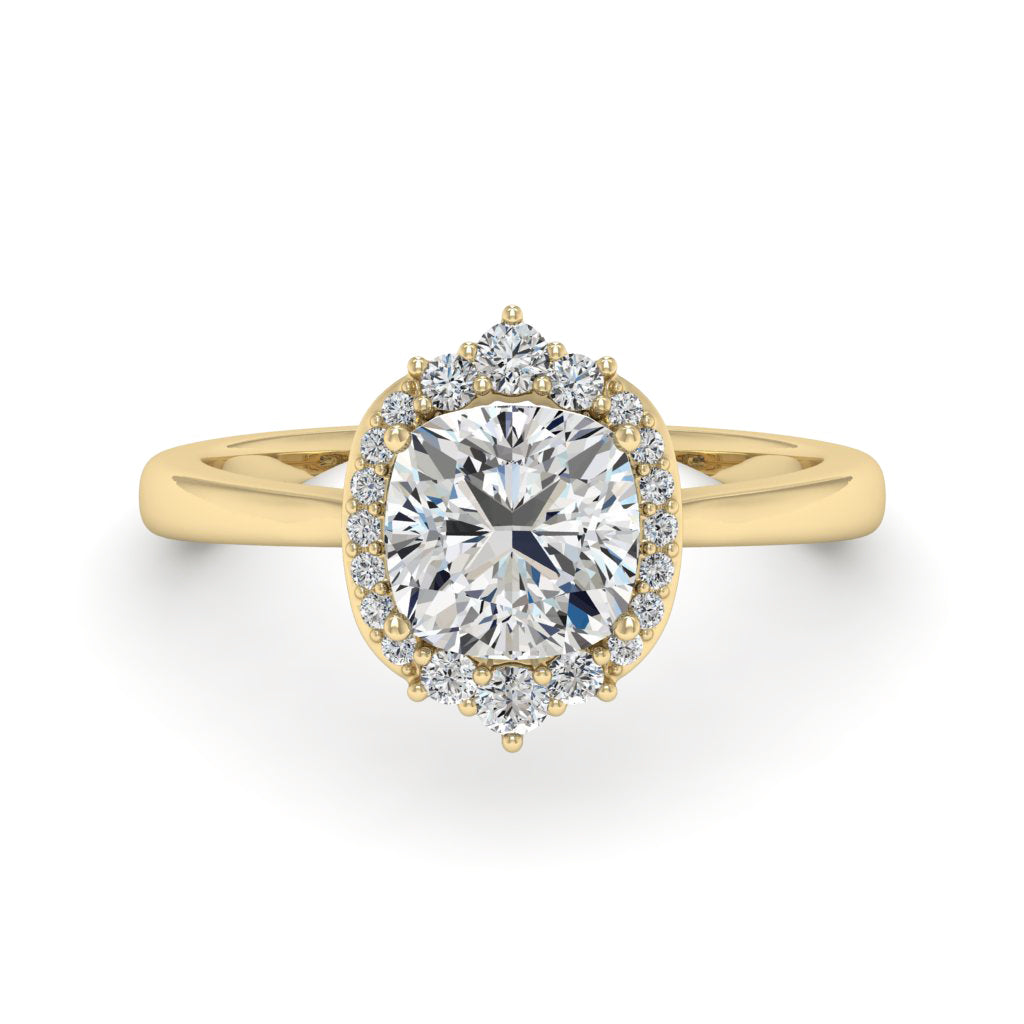 2.00 DEW Cushion White Moissanite Ring in 14K Gold