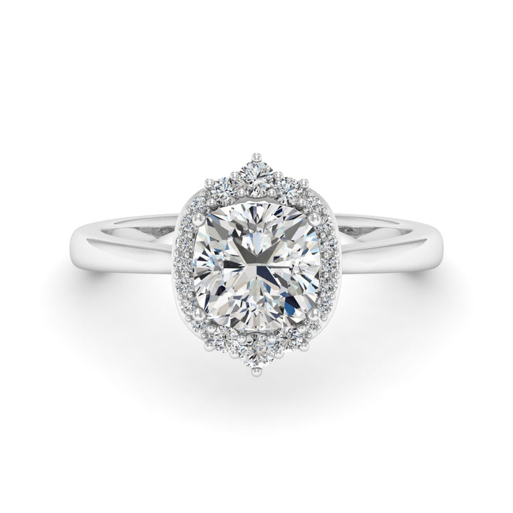 2.00 DEW Cushion White Moissanite Ring in 14K Gold