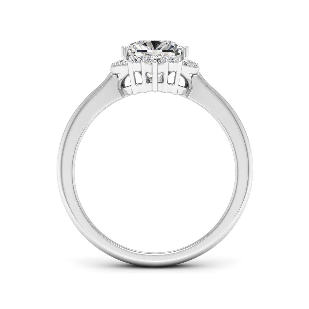 2.00 DEW Cushion White Moissanite Ring in 14K Gold