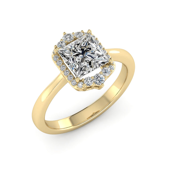 1.70 DEW Princess Cut White Moissanite Ring in 14K Gold