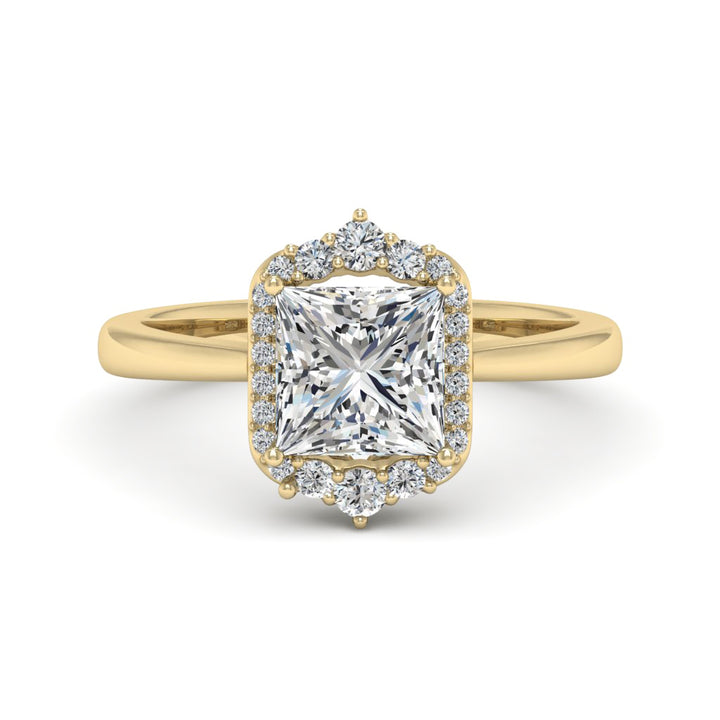 1.70 DEW Princess Cut White Moissanite Ring in 14K Gold