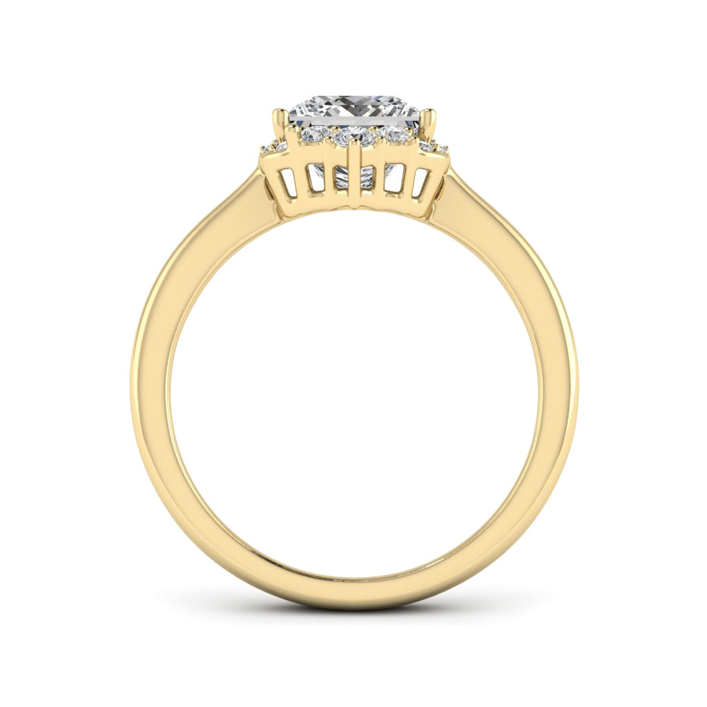 1.70 DEW Princess Cut White Moissanite Ring in 14K Gold