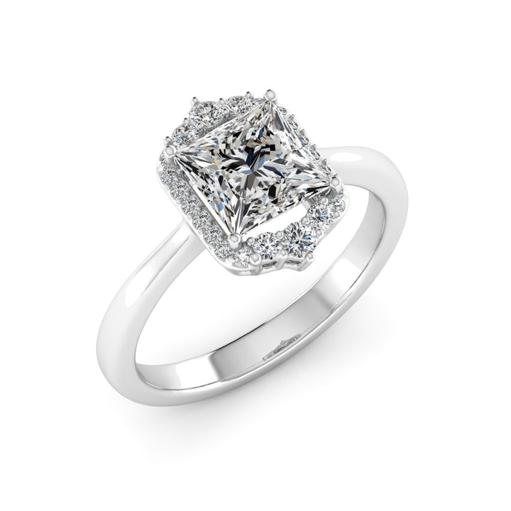 1.70 DEW Princess Cut White Moissanite Ring in 14K Gold