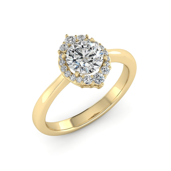 1.00 DEW Round White Moissanite Ring in 14K Gold