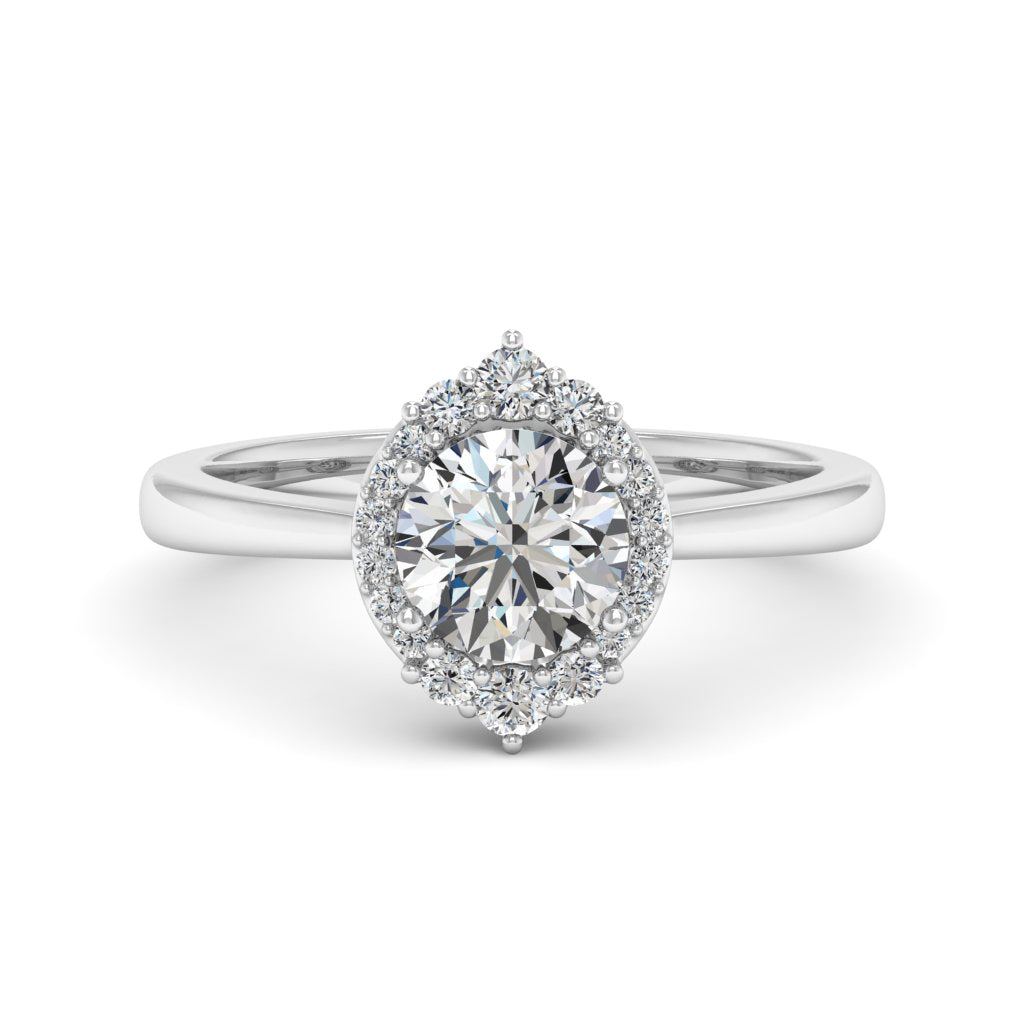 1.00 DEW Round White Moissanite Ring in 14K Gold