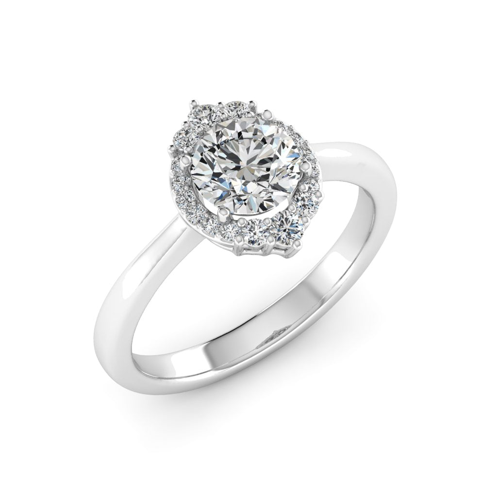 1.00 DEW Round White Moissanite Ring in 14K Gold