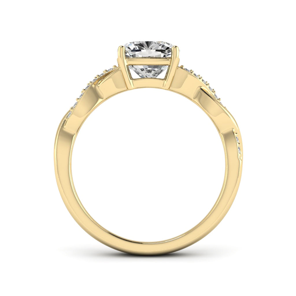 2.00 DEW Cushion White Moissanite Ring in 14K Gold