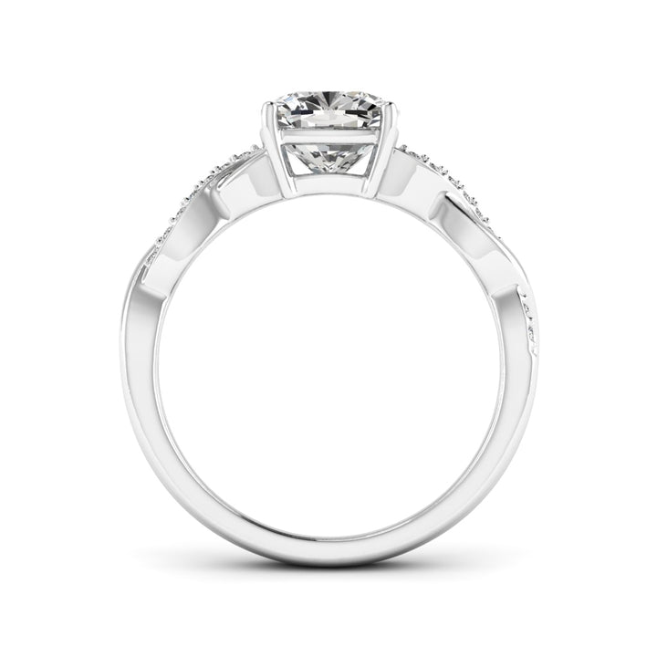 2.00 DEW Cushion White Moissanite Ring in 14K Gold