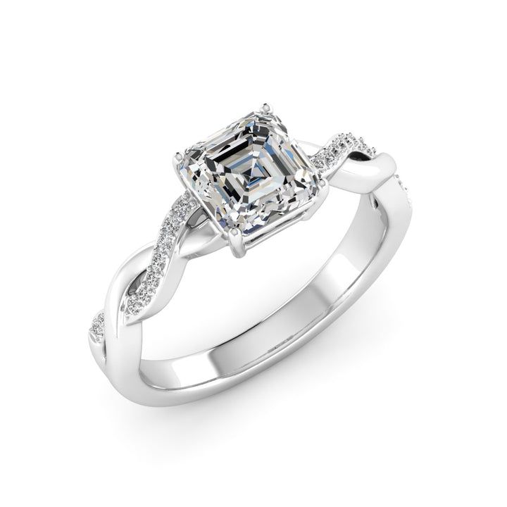 1.50 DEW Octagon White Moissanite Ring in 14K Gold