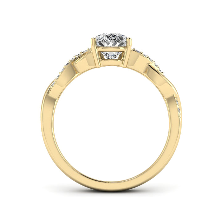 1.50 DEW Pear White Moissanite Ring in 14K Gold