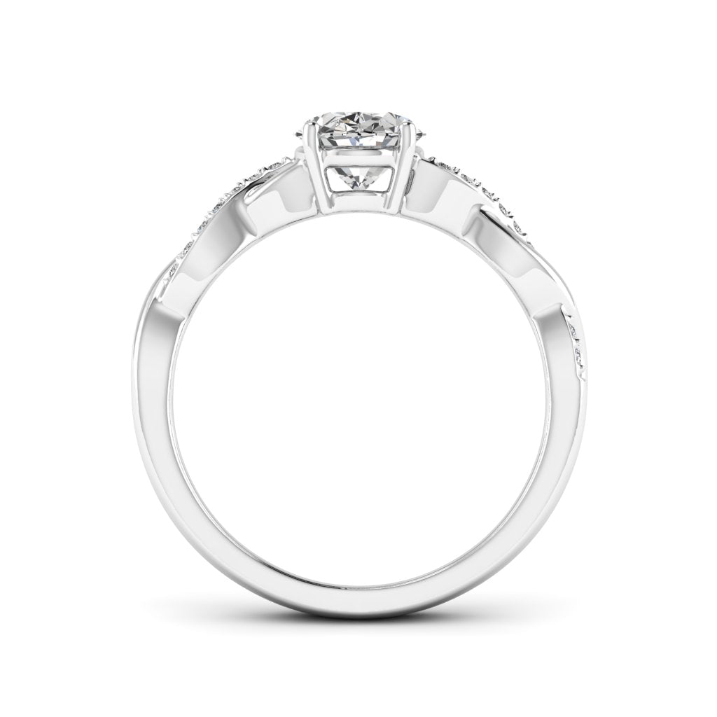 1.50 DEW oval White Moissanite Ring in 14K Gold