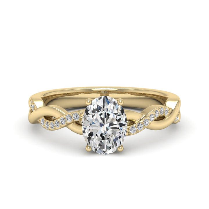 1.50 DEW oval White Moissanite Ring in 14K Gold