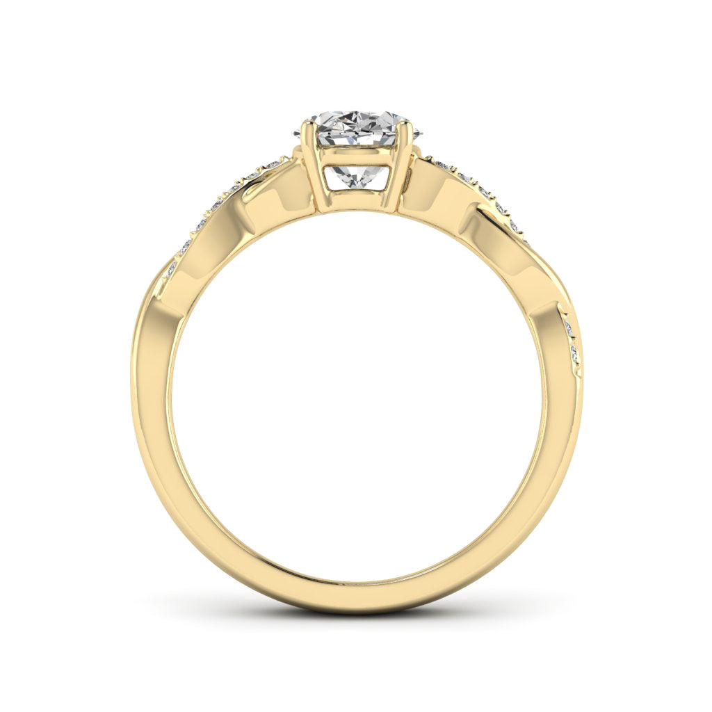 1.50 DEW oval White Moissanite Ring in 14K Gold